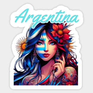 Kawaii, Anime Girl, Argentinian Beauty   Design | Catsie Cat Sticker